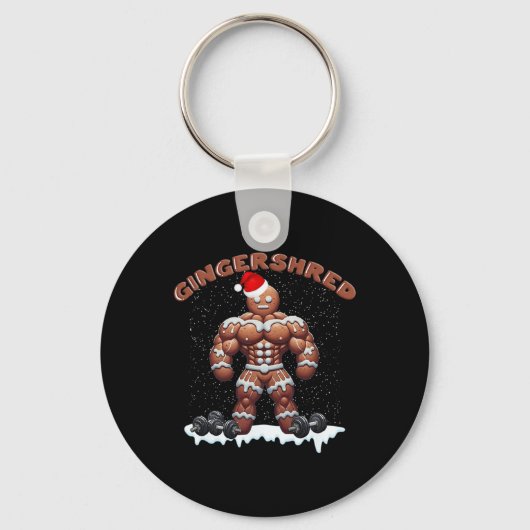 Gingershred Funny Gingerbread Man Gym Bodybuilding Sleutelhanger (Voorkant)