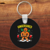 Gingershred Funny Gingerbread Man Gym Bodybuilding Sleutelhanger (Voorkant)