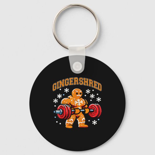Gingershred Funny Gingerbread Man Gym Bodybuilding Sleutelhanger (Voorkant)
