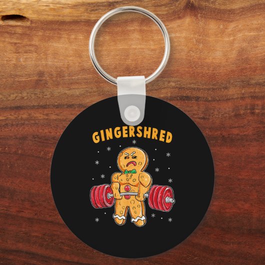 Gingershred Funny Gingerbread Man Gym Bodybuilding Sleutelhanger (Voorkant)
