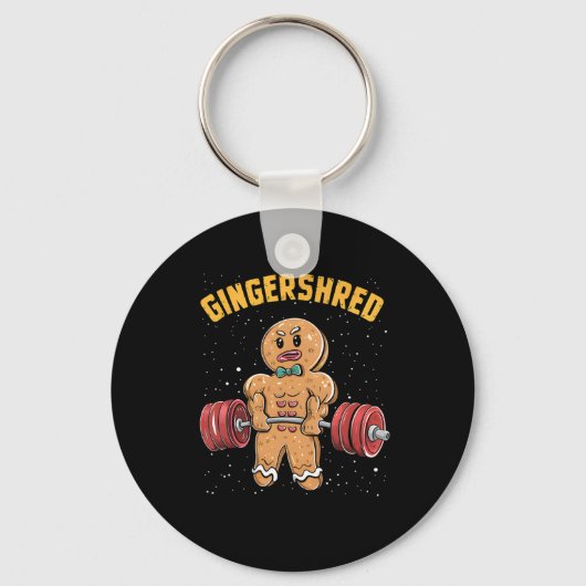 Gingershred Funny Gingerbread Man Gym Bodybuilding Sleutelhanger (Voorkant)