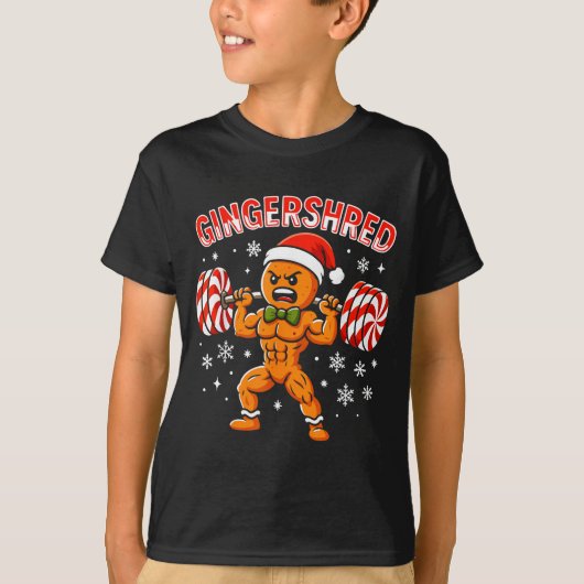 Gingershred Funny Gingerbread Man Gym Bodybuilding T-shirt (Voorkant)