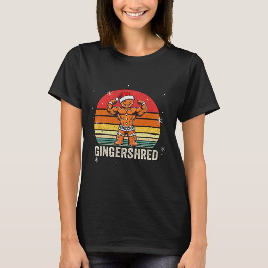 Gingershred Funny Gingerbread Man Gym Bodybuilding T-shirt (Voorkant)