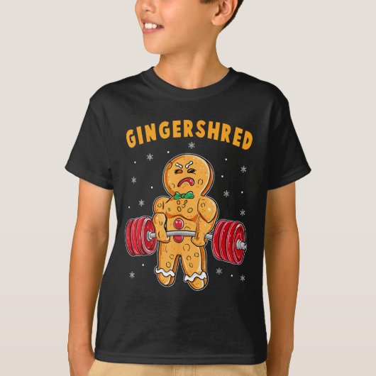Gingershred Funny Gingerbread Man Gym Bodybuilding T-shirt (Voorkant)