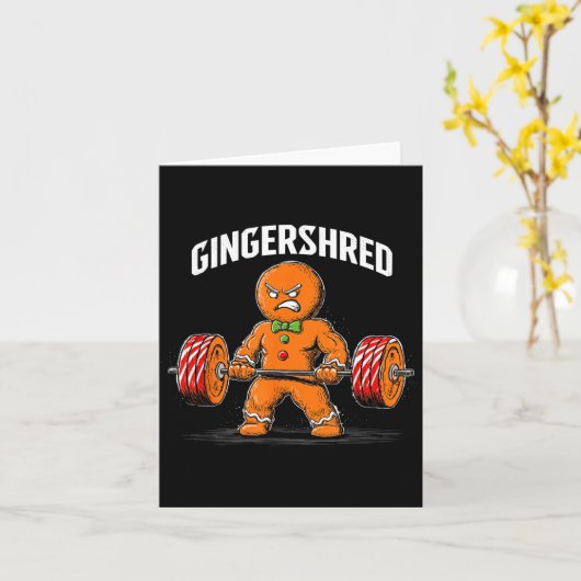 Gingershred Gingerbread Christmas Workout Gym Ging Kaart (Gele Bloem)