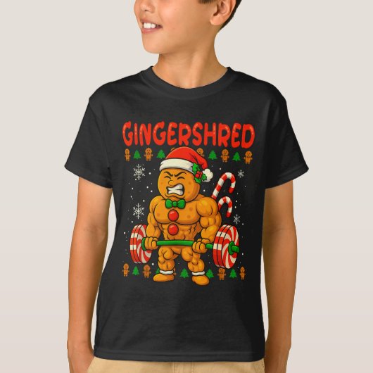 Gingershred Gingerbread Christmas Workout Gym Ging T-shirt (Voorkant)