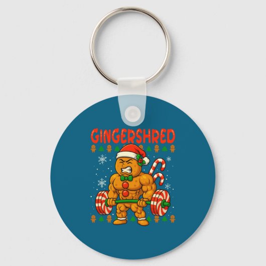 Gingershred Gingerbread Lifting Funny Christmas Gy Sleutelhanger (Voorkant)