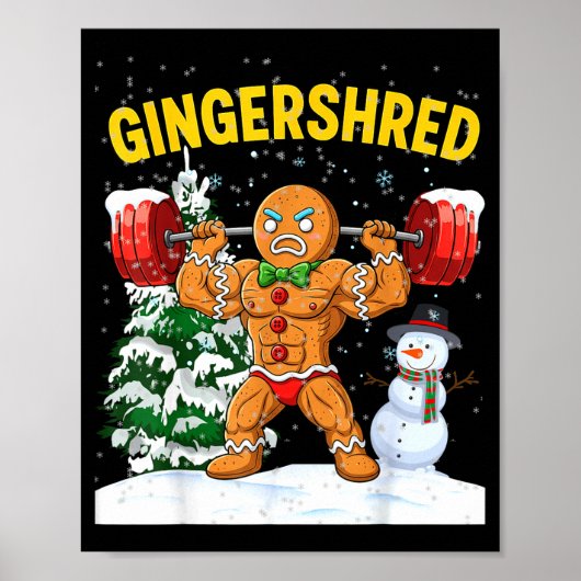 Gingershred Gingerbread Man Bodybuilding Christmas Poster (Voorkant)
