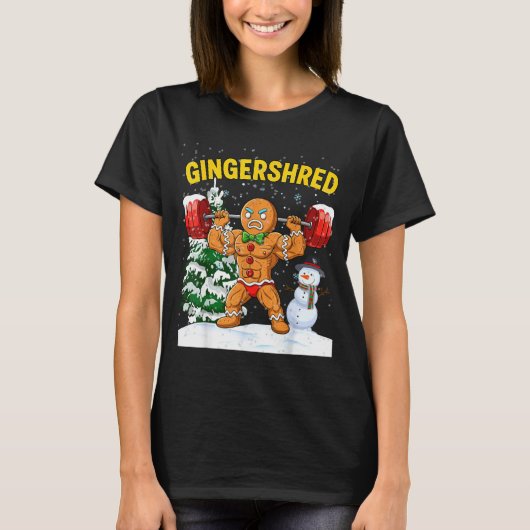 Gingershred Gingerbread Man Bodybuilding Christmas T-shirt (Voorkant)