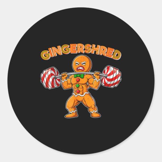 Gingershred Gingerbread Workout Pjs Christmas Xmas Ronde Sticker (Voorkant)