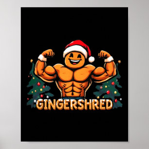 Gingershred Grappige Gebruine Kerstman Gym Krachtt Poster