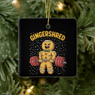 Gingershred Grappige Gemberkoek Man Gym Krachttrai Keramisch Ornament