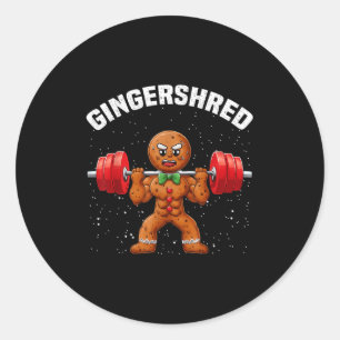 Gingershred Grappige Gemberkoek Man Gym Krachttrai Ronde Sticker