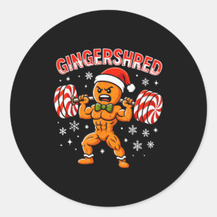 Gingershred Grappige Gemberkoek Man Gym Krachttrai Ronde Sticker