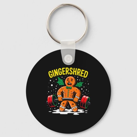 Gingershred Grappige Gemberkoek Man Gym Lichaamstr Sleutelhanger (Voorkant)