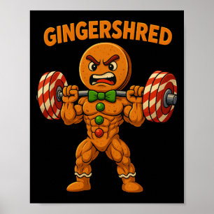 Gingershred Grappige Gengerebrood Kerst Gym Workou Poster