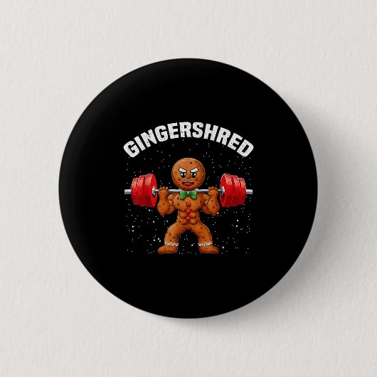 Gingershred Grappige Gengerebrood Man Gym Lichaams Ronde Button 5,7 Cm (Voorkant)