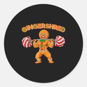 Gingershred Grappige Gingerman Gym Krachttraining Ronde Sticker