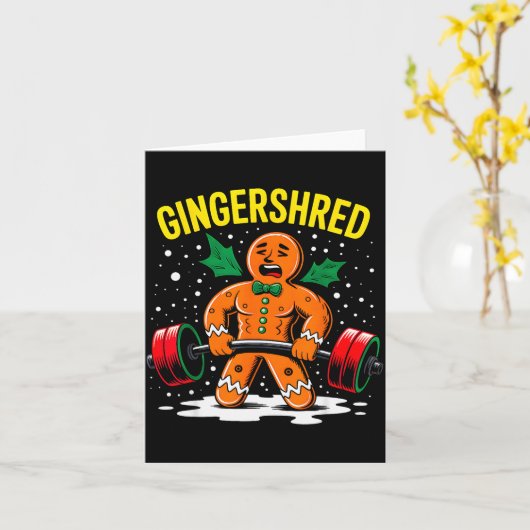 Gingershred Grappige Peperkoek Man Gym Bodybuildin Kaart (Gele Bloem)