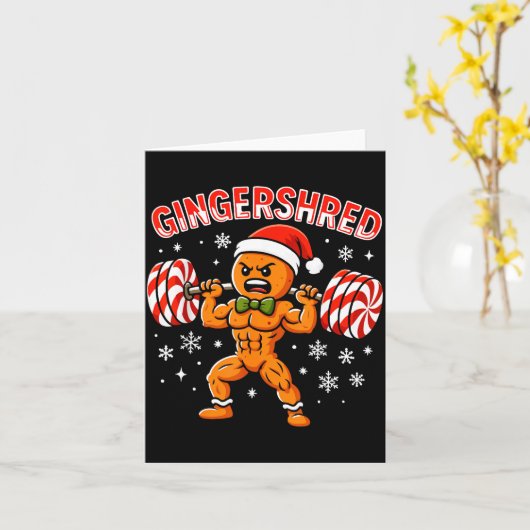 Gingershred Grappige Peperkoek Man Gym Krachttrain Kaart (Gele Bloem)