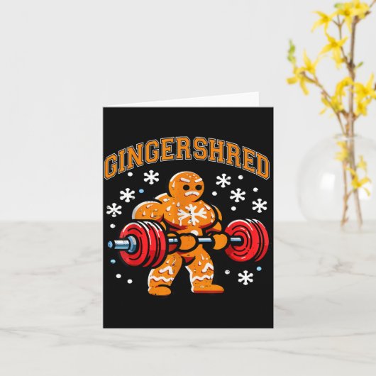 Gingershred Grappige Peperkoek Man Gym Krachttrain Kaart (Gele Bloem)