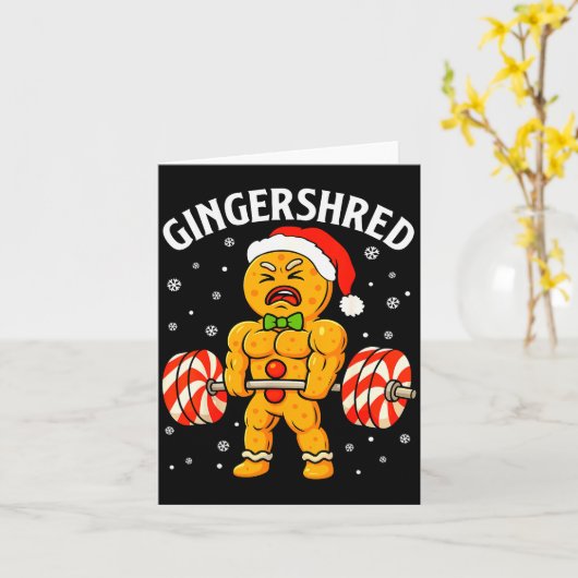 Gingershred Grappige Peperkoek Man Gym Krachttrain Kaart (Gele Bloem)