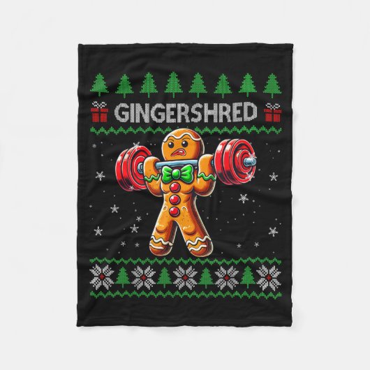 Gingershred Gym Christmas Ugly Sweater Gingerbread Fleece Deken (Voorkant)