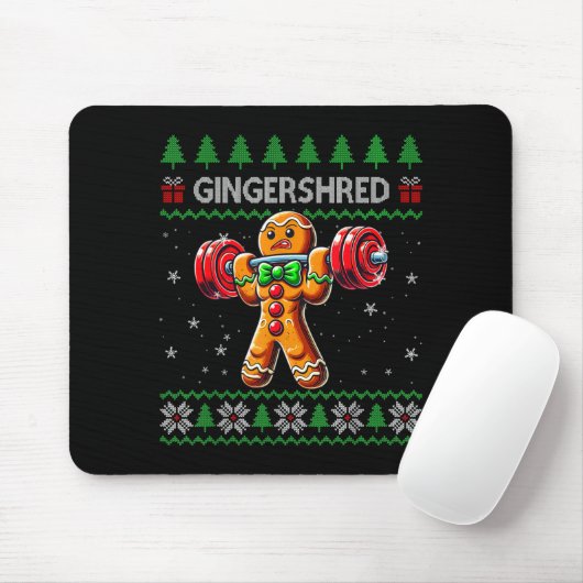 Gingershred Gym Christmas Ugly Sweater Gingerbread Muismat (Met muis)