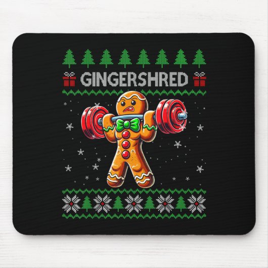 Gingershred Gym Christmas Ugly Sweater Gingerbread Muismat (Voorkant)