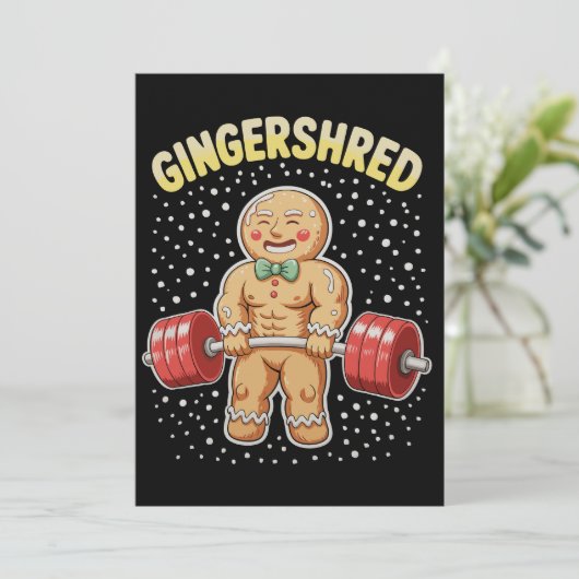 Gingershred Kerst Gingerbrood Gym Bodybuilding Feestdagenkaart (Staand voorkant)