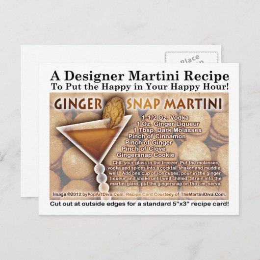 Gingersnap Martini Recept Briefkaart (Voorkant / Achterkant)