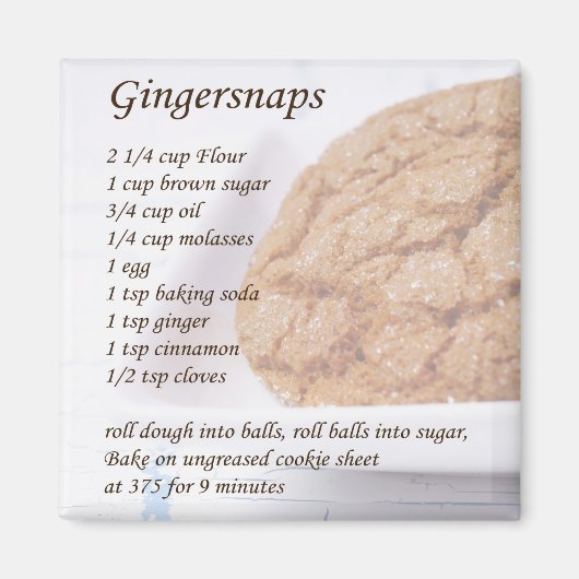 Gingersnaps Recept Magneet (Voorkant)