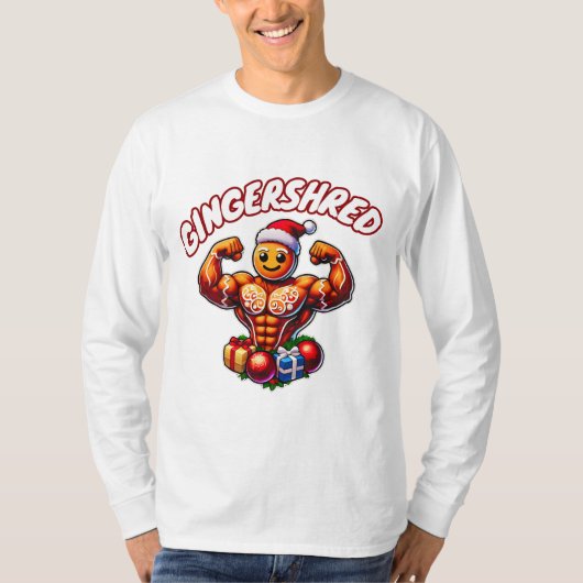 Gingery Bodybuilder Kerst Grappige Vakantie Gym T-shirt (Voorkant)