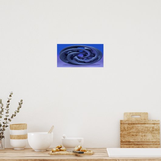 Gingez el Abstract 330 A 3D-beeld in blauw Poster (Keuken)