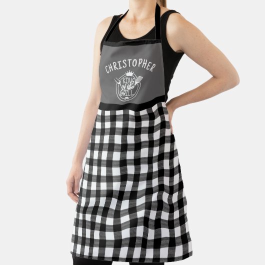 Gingham Aangepaste naam Koning van de Grill Schort (Insitu)