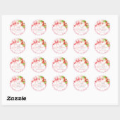 Gingham aardbei roze baby shower ronde sticker (Vel)