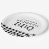 Gingham afstudeer-BBQ Papieren Bordje (Gekanteld)