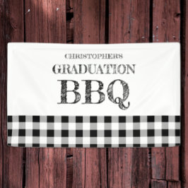 Gingham afstudeer-BBQ Spandoek