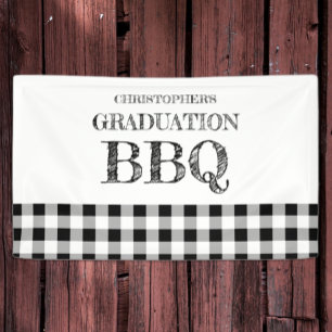 Gingham afstudeer-BBQ Spandoek