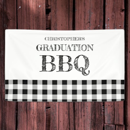 Gingham afstudeer-BBQ Spandoek