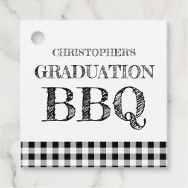Gingham afstudeerbarbecue bedankjes labels