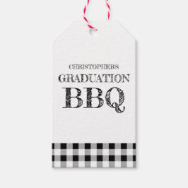Gingham afstudeerbarbecue cadeaulabel