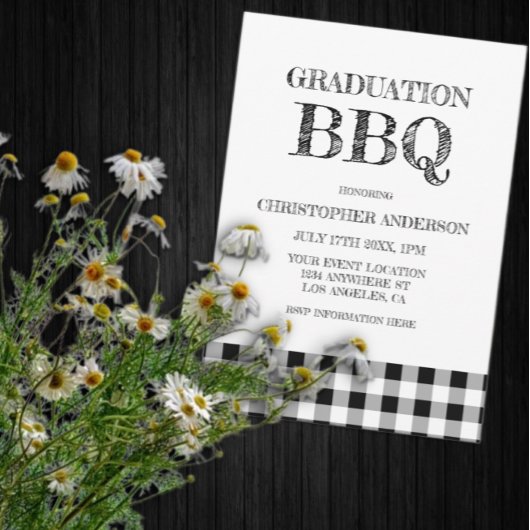 Gingham afstudeerbarbecue kaart