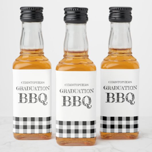 Gingham afstudeerbarbecue likeurfles etiket (Flessen)