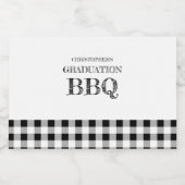 Gingham afstudeerbarbecue likeurfles etiket (Enkel label)