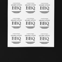 Gingham afstudeerbarbecue ronde sticker