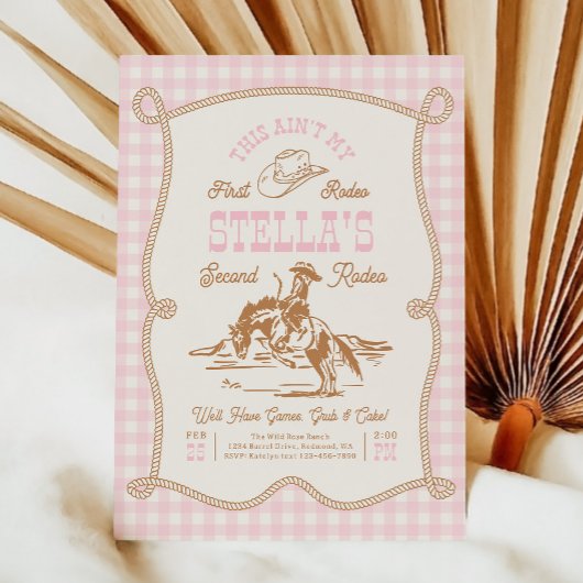 Gingham Ain't My First Rodeo Invitation Kaart