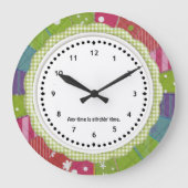 Gingham and Patchwork Quilter's Wall Clock Grote Klok (Voorkant)
