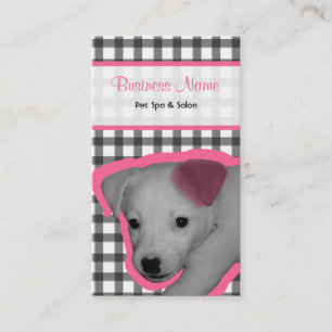 Gingham and Pink Ear Dog Pet Spa & Salon Visitekaartje