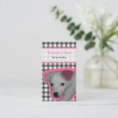 Gingham and Pink Ear Dog Pet Spa & Salon Visitekaartje (Staand voorkant)